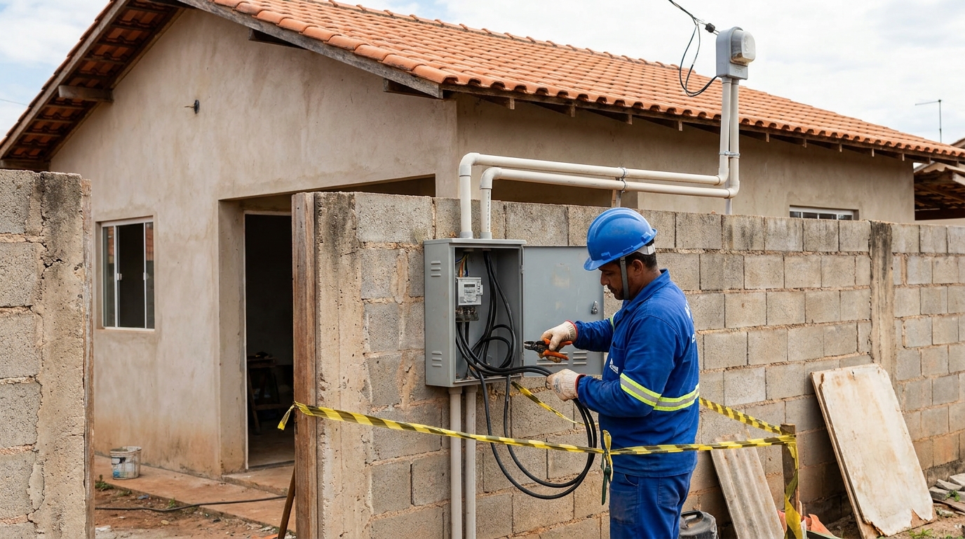 Eletricista instalando padrao de energia em Blumenau‑SC