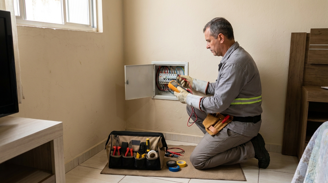 Eletricista trabalhando em Blumenau‑SC