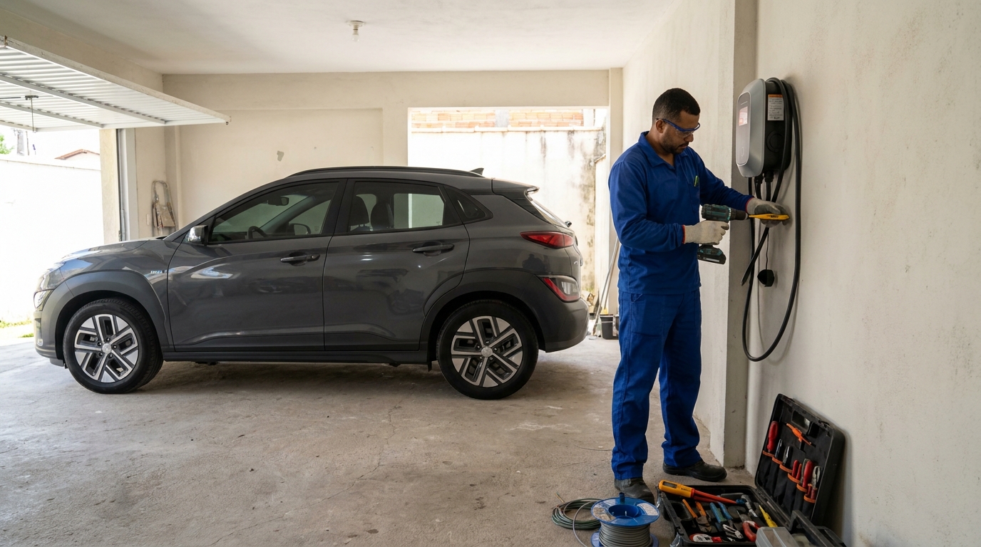 Instalacao de carregador de carro eletrico em Blumenau‑SC