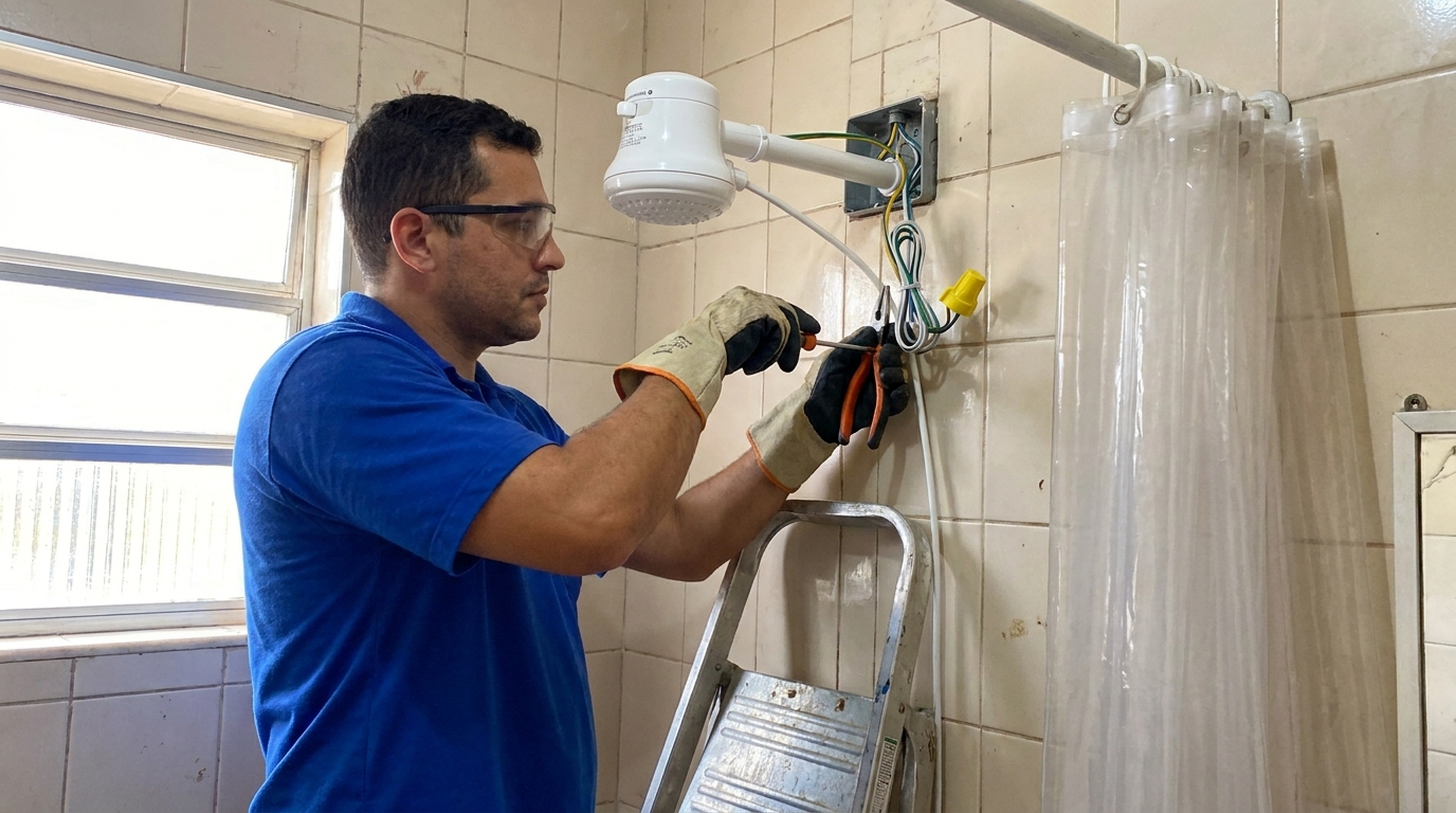 Instalacao de chuveiro eletrico residencial em Blumenau‑SC