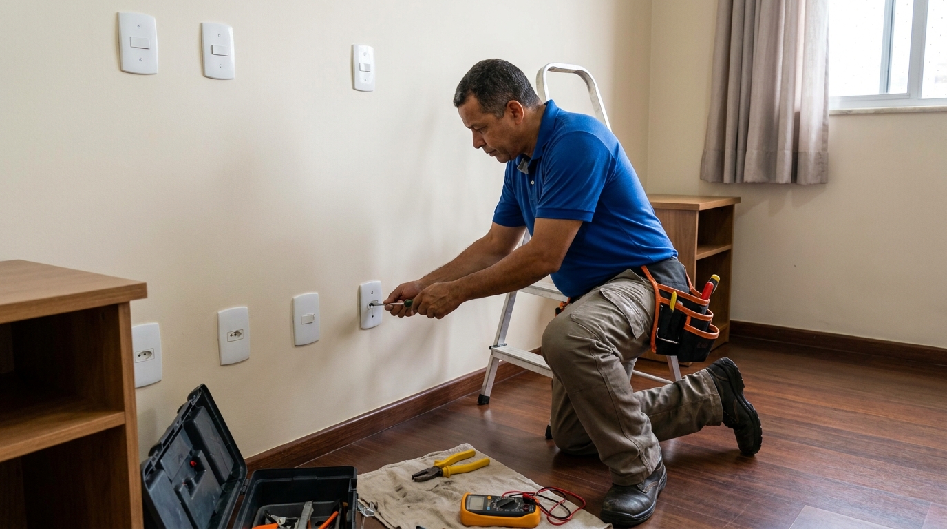 Instalacao de tomada e interruptor residencial em Blumenau‑SC