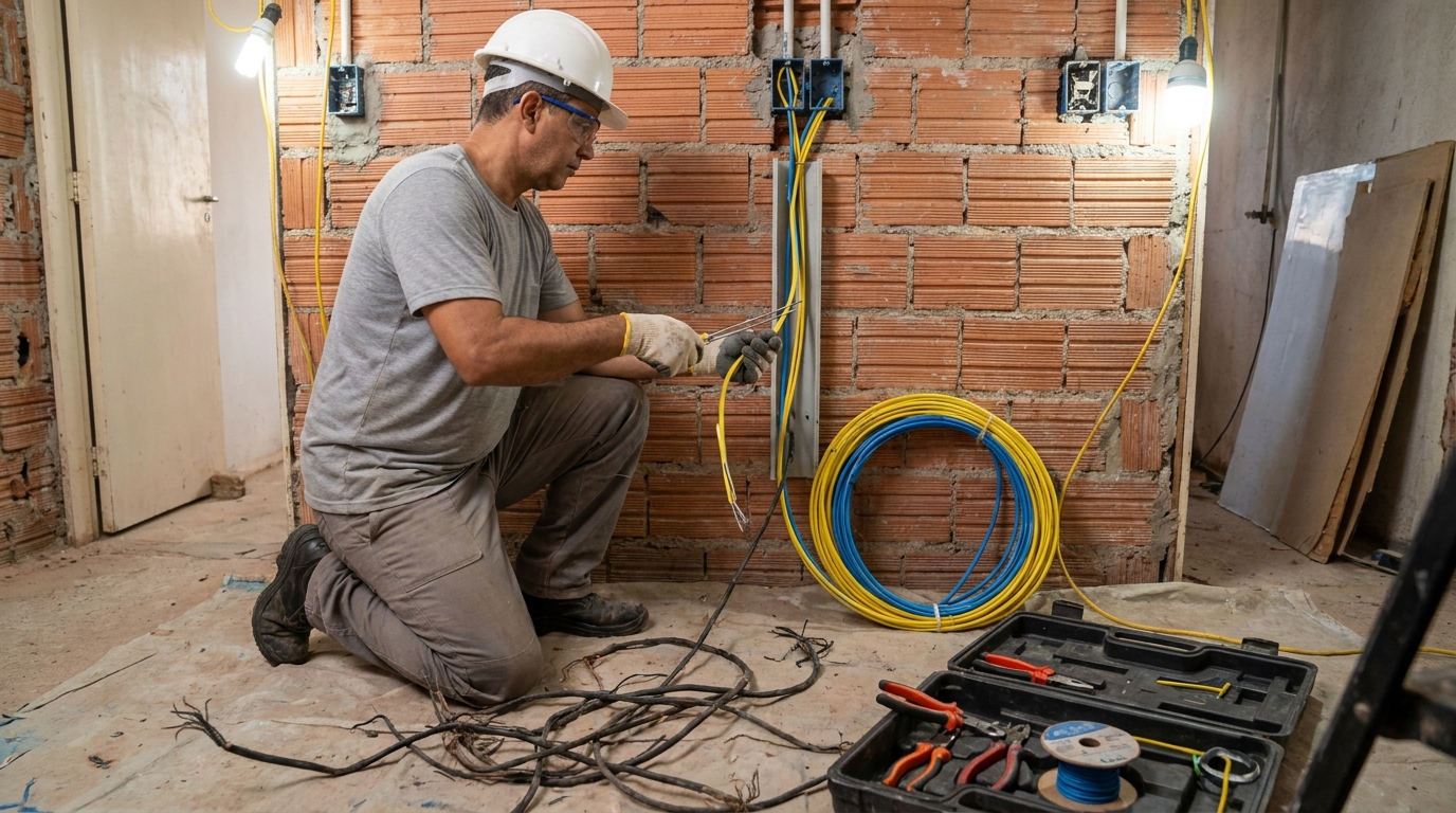 Troca de fiacao eletrica residencial em Blumenau‑SC